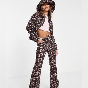 Reclaimed Vintage by ASOS Brown Floral Flare Pants NWOT
